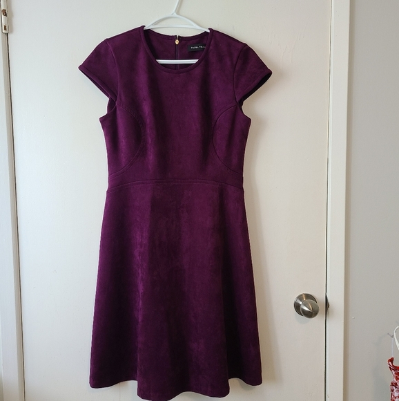 IVANKA TRUMP Velvet Purple Fit and Flare Dress 8 - Picture 3 of 11
